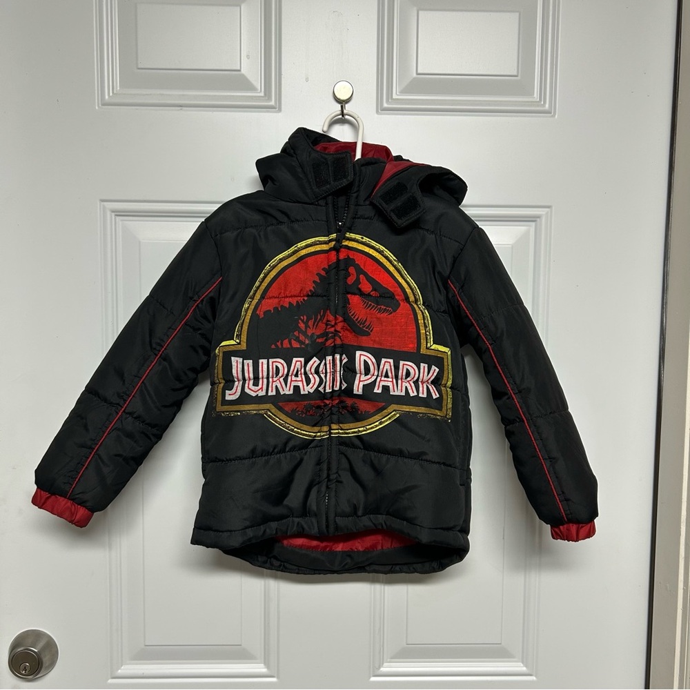 Jurassic Park Zip Up Winter Coat Puffer‎ Jacket Size 4 Youth
